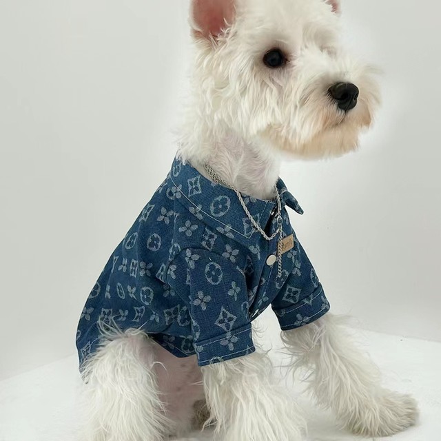 Denim shirt for large and small dogs and cats, autumn and winter windproof trendy brand