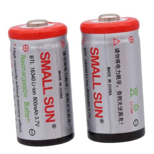 小太阳16340可充电高容量800mAh3.7V露营户外专用设备手电锂电池 - 图3
