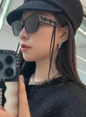 带眼镜链方形多巴胺男女镜链一体