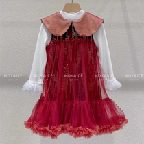 Designer brand childrens clothing 2023 Winter-style girl children CUHK Thickening Turns the Year to the Christmas Red Lieven