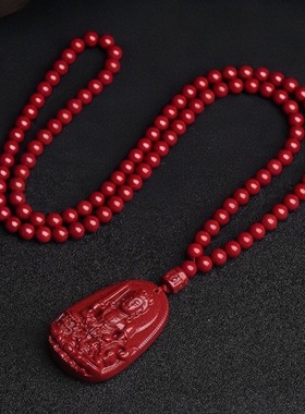 深圳弘法寺男女朱砂项链吊坠佛