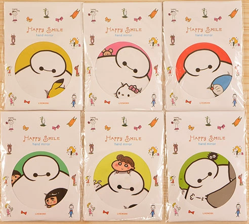 Милое маленькое круглое мультяшное зеркало, в корейском стиле, принт