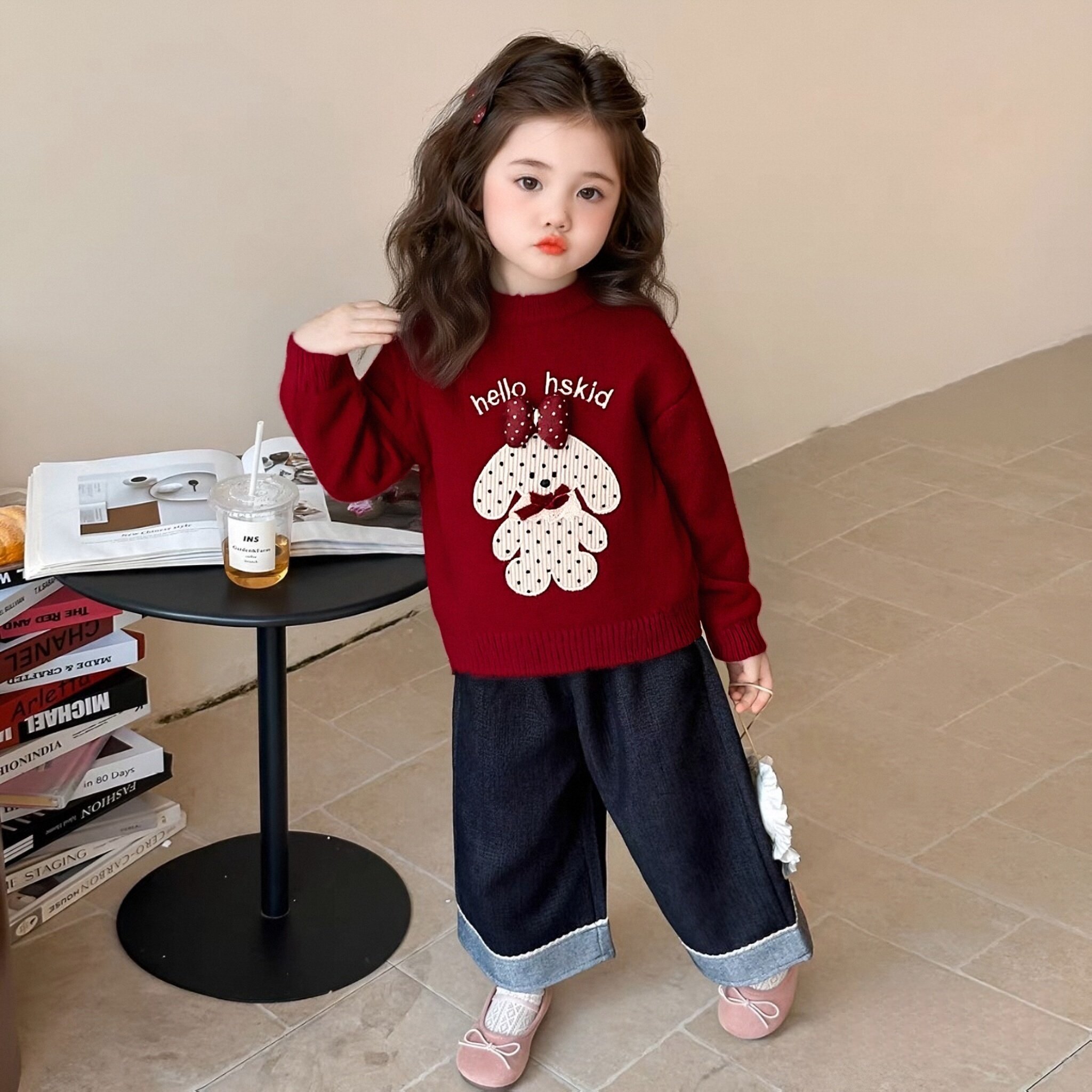 女童韩版毛衣秋冬2025新款洋气儿童红色女宝宝新年服针织打底毛衣,淘宝优惠券,粉丝福利购,淘宝优惠卷