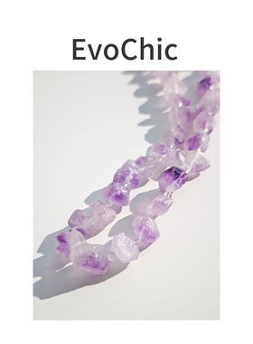 不规则紫水晶原石项链原创设计白水晶紫水晶高级感项链原石项链