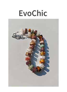 多色天然水晶算盘形极简风项链