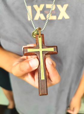 木质十字架文艺范女士毛衣链包邮