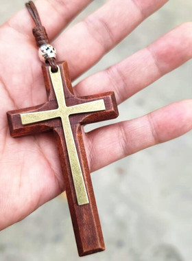 十字架手工木质多层情侣毛衣链