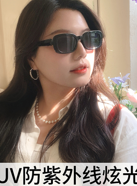［大头阿枝］方形框墨镜女显脸小夏季遮阳真板材防紫外线太阳眼镜