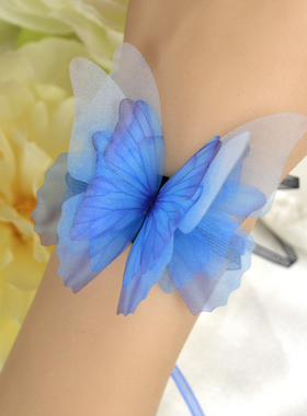 丝带蓝色立体蝴蝶手链