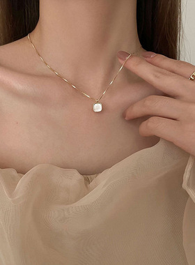 轻奢仿贝壳毛衣项链女小众设计感百搭简约锁骨链ins风饰品颈链