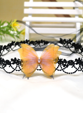 蝴蝶祈梦蕾丝锁骨链女