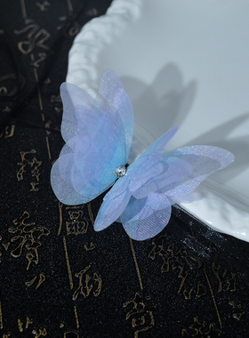 新中式爆款女蓝蝴蝶项链森系仙女脖颈复古风超仙锁骨链甜美配饰品