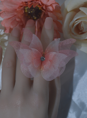 原创设计仿真蝴蝶立体开口可调节蝴蝶戒指高级感森系指环舞蹈手饰