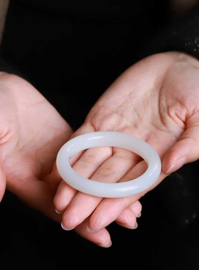 玉器工艺品天然新疆和田玉青海料羊脂级白玉女士玉石手镯附证书