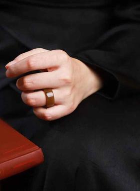 俄料糖玉和田玉戒指素圈戒圈