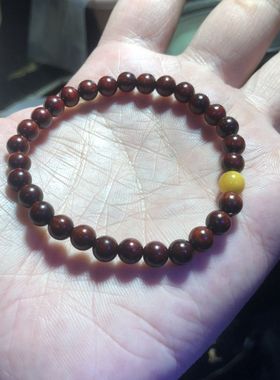 精品印度小叶紫檀素圈6mm女士款单圈手串佛珠手链文玩礼品木制品