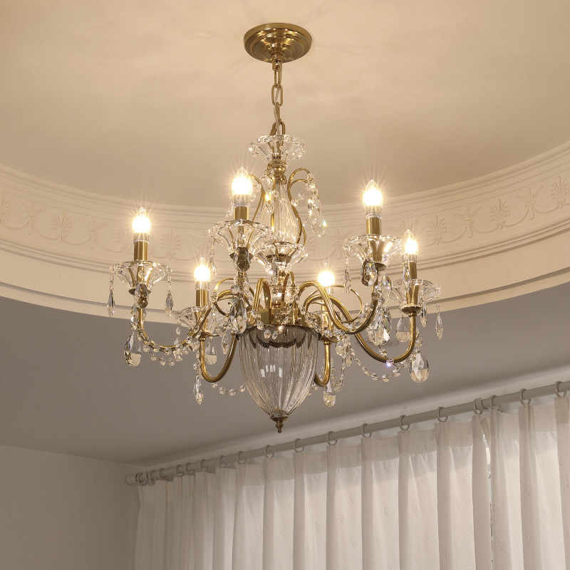 法式中古风水晶吊灯卧室灯餐厅高级感美式大气2025新款复古客厅灯,淘宝优惠券,粉丝福利购,淘宝优惠卷