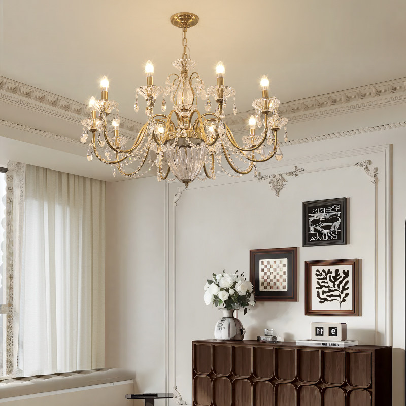 法式中古风水晶吊灯卧室灯餐厅高级感美式大气2025新款复古客厅灯,淘宝优惠券,粉丝福利购,淘宝优惠卷