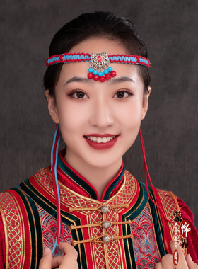 蒙古舞蹈演出额头饰品长流苏发饰少数民族风皮绳发带复古男女通用