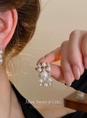 珍珠项链耳钉首饰套装女