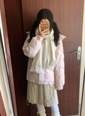 韩版纯色针织围巾女冬白色流苏