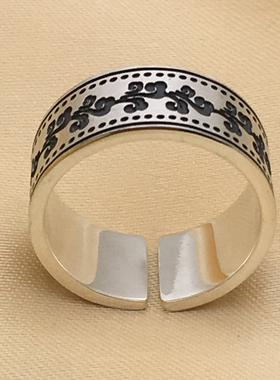 纯银戒指开口平面拉丝亚光S999