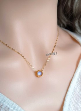 推荐百搭超精致天然月光石项链女