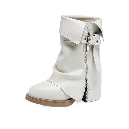 2025秋单靴12cm内增高复古小个子厚底震地王马丁裤管靴女潮流短筒 - 图3