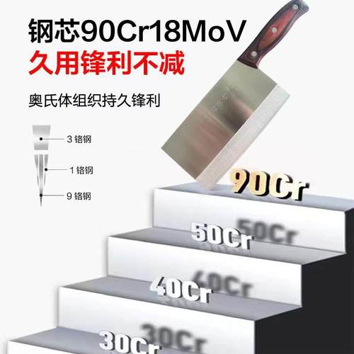 孙兴菜刀90cr18高碳钢家用切菜刀切肉刀厨刀专业菜刀手工锻打刀具 - 图0