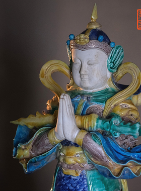 仿元素三彩家用佛像摆件手工中式