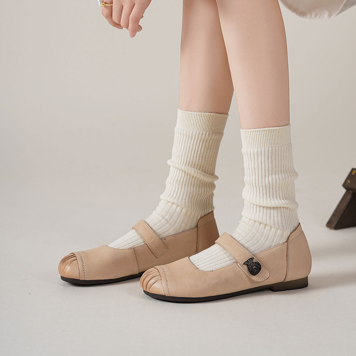 西村名物（微瑕）牛皮春秋时髦芭蕾风玛丽珍鞋舒适平底浅口女单鞋,淘宝优惠券,粉丝福利购,淘宝优惠卷