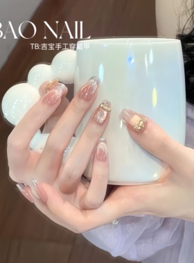 【金粉世家】手工穿戴甲显白纯欲猫眼渐变腮红光疗美甲四季流行