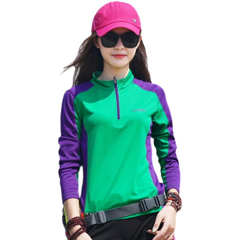 户外速干衣女长袖T恤上衣拼色修身显瘦防晒吸汗透气运动登山徒步,淘宝优惠券,粉丝福利购,淘宝优惠卷