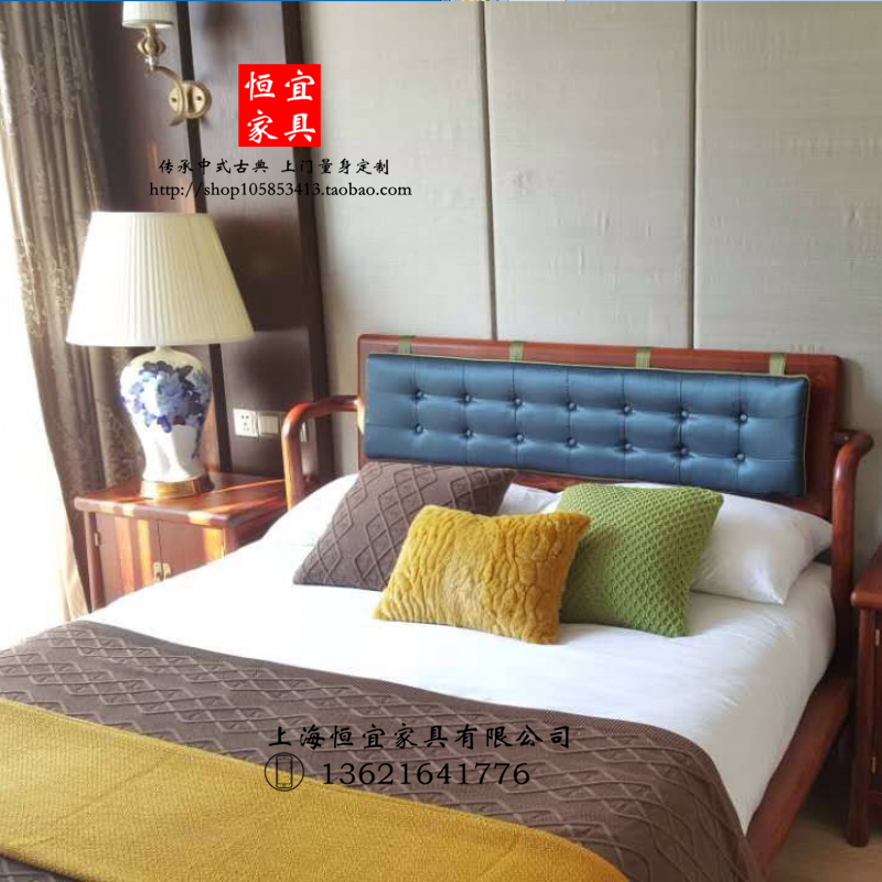 刺猬紫檀1.8米双大人床实木家具简约现代红木新中式花梨木婚床