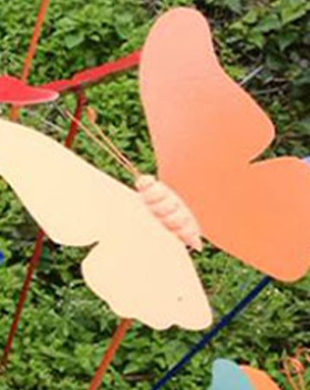 花园仿真动物摆件铁艺金属蝴蝶插件 创意园林公园户外景观装饰品