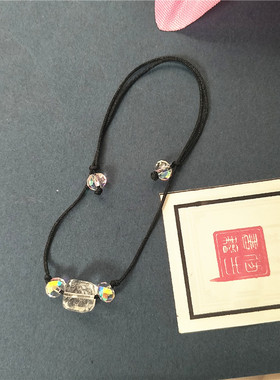 天然白水晶红绳手绳 幻彩水晶黑绳手链女闺蜜学生礼物手饰品