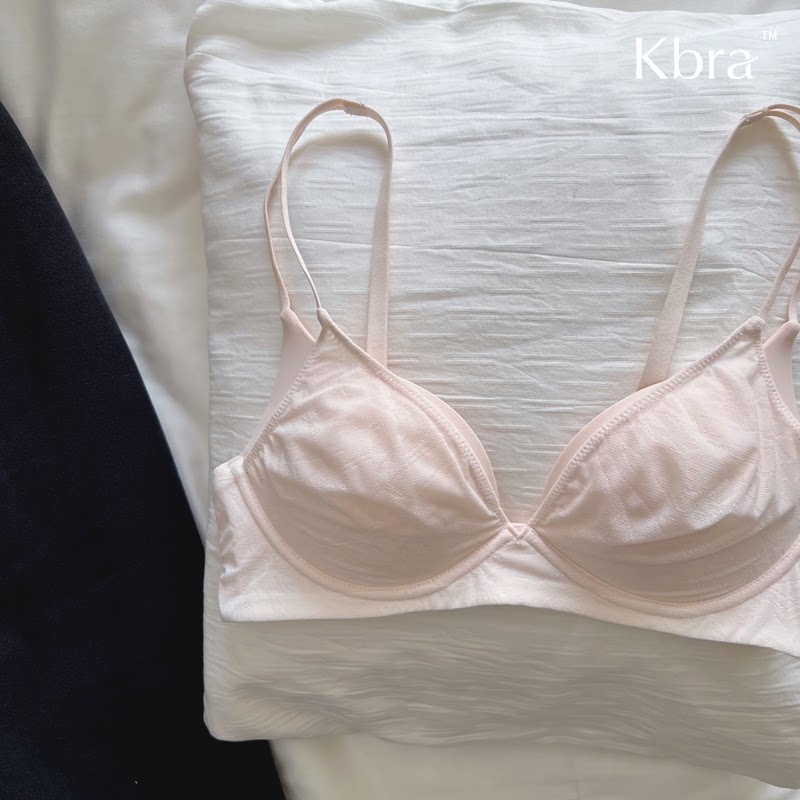 Kbra法式蕾丝内衣女细肩带小胸聚拢女士胸罩无痕上托无钢圈文胸