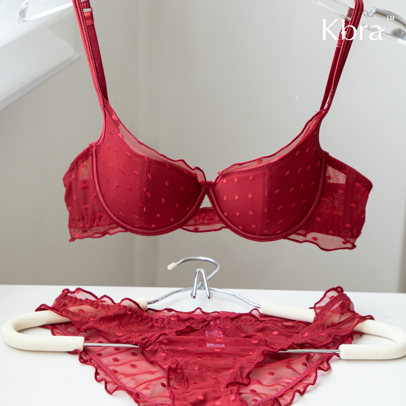 Kbra本命年法式蕾丝性感红色内衣女结婚聚拢防下垂超薄文胸套装,淘宝优惠券,粉丝福利购,淘宝优惠卷