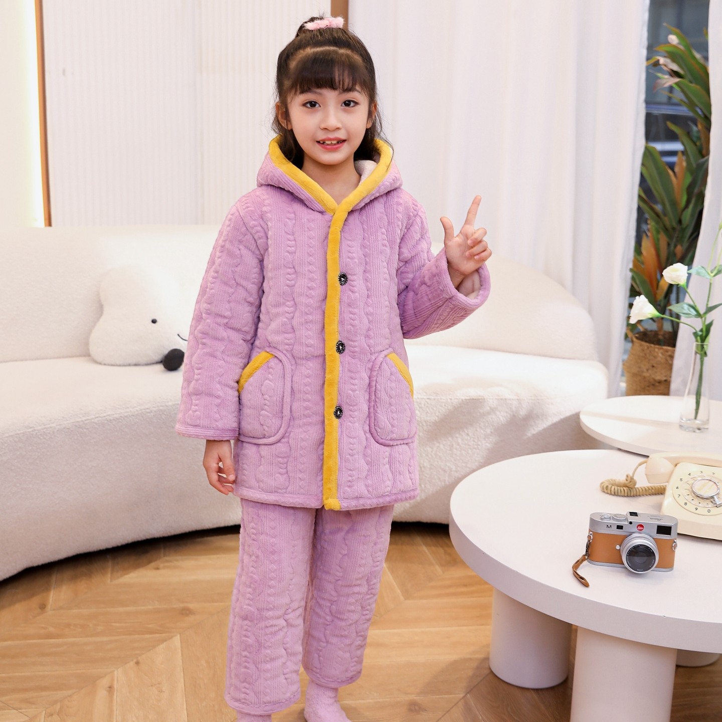 儿童冬季睡衣加厚夹棉女童大童男童保暖珊瑚绒男孩男孩家居服套装,淘宝优惠券,粉丝福利购,淘宝优惠卷