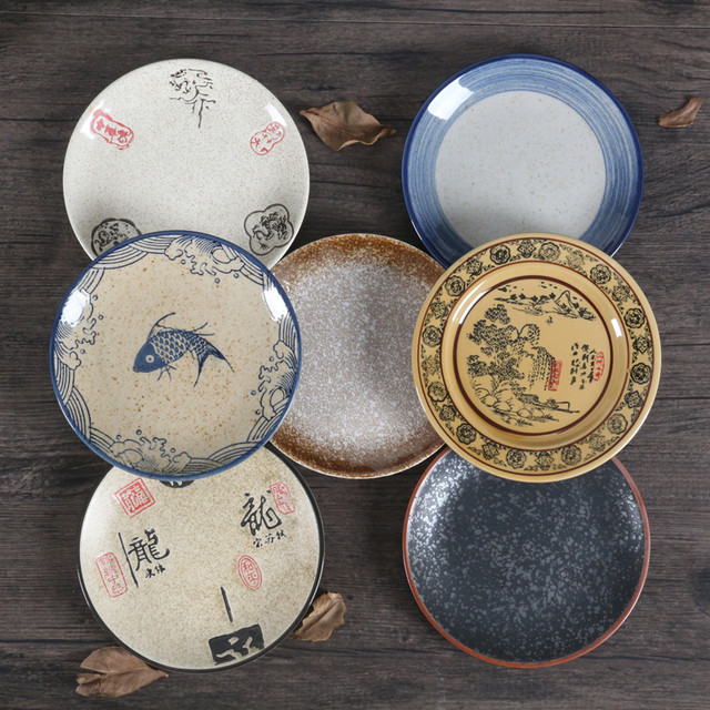 Ceramic 6-inch snack dish pot with round retro style