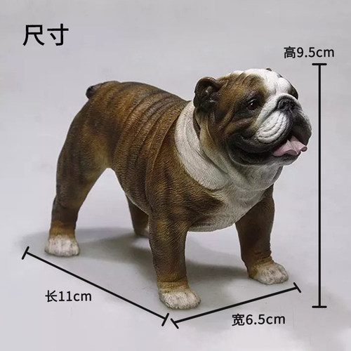 JXK 1/6英国斗牛犬模型 仿真狗动物摆件桌面萌宠潮玩周边手办 - 图0