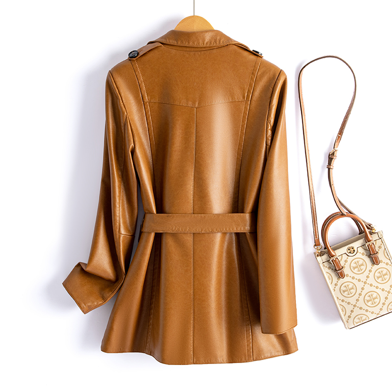 海宁真皮皮衣女2024春秋新款修身显瘦绵羊皮短款时尚皮夹克小外套 - 图0