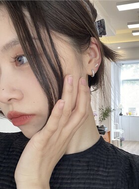 耳环小众设计感高级睡觉不用摘锆石耳圈耳扣925银针耳钉耳饰女夏