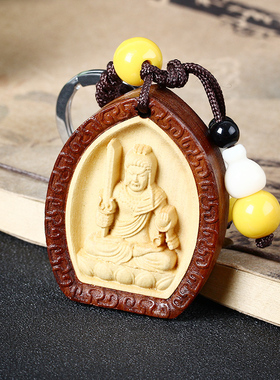 2026年桃木钥匙扣不动明王生肖属鸡人朱砂本命佛男女守护神挂件