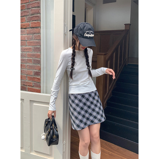 Cozydays white base shirt long-sleeved T-shirt for women in autumn and winter new style with round neck thickened fur top