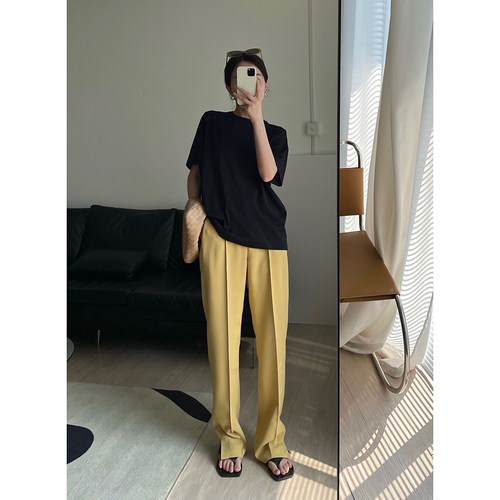 MUCCHIC/怒推好版型2M腿长神裤/高腰侧开衩直筒西装裤拖地裤 - 图2