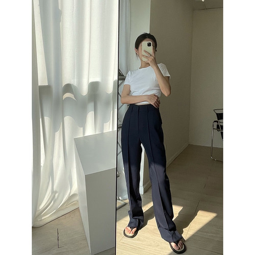 MUCCHIC/怒推好版型2M腿长神裤/高腰侧开衩直筒西装裤拖地裤 - 图3