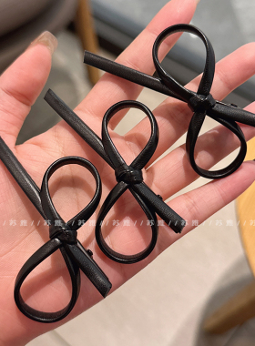 高级感皮质蝴蝶结碎发刘海鸭嘴夹