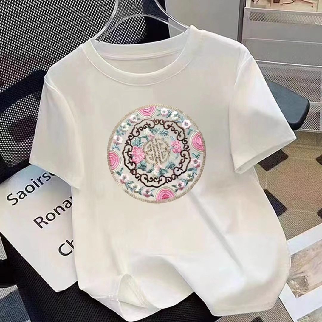 新中式国风长款短袖t恤女纯棉大码新款夏季半袖上衣女装体恤包臀