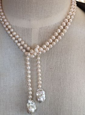 随想手作天然淡水珍珠大鱼尾巴洛克110cm项链女长款毛衣链百搭